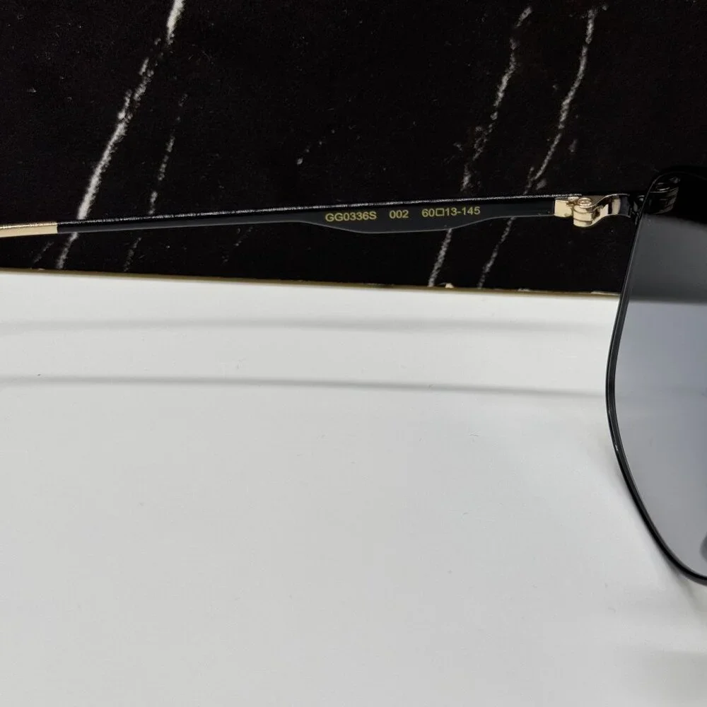 NEW GUCCI GG0336S 002 SUNGLASSES MEN BLACK/GRAY EYEWEAR